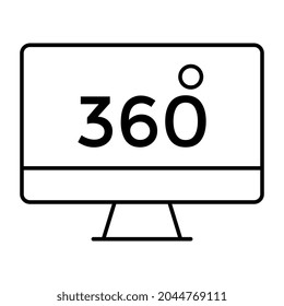 A linear design icon of 360 degree screen