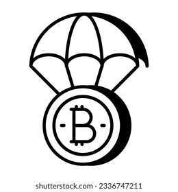 A linear design icon of bitcoin airdrop