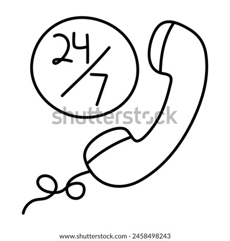 A linear design icon of call anytime

