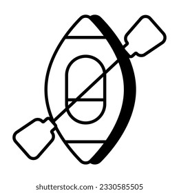 A linear design icon of canoe 