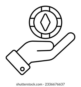 A linear design icon of casino token