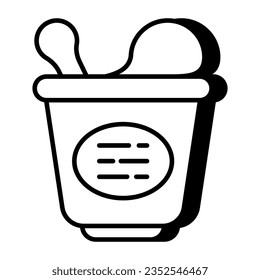 A linear design icon of chicken bucket 