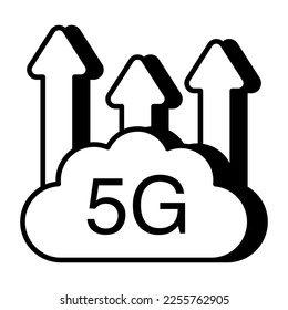 A linear design icon of cloud 5g network 