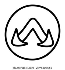 A linear design icon of doublehead downward arrows 