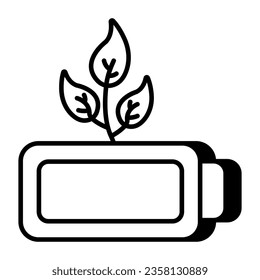Un icono de diseño lineal de la batería ecológica