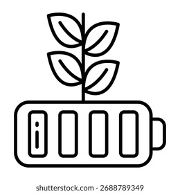 Um ícone de design linear da bateria eco