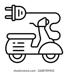 A linear design icon of electric scooty 