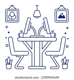 A linear design icon of employees table 

