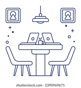 A linear design icon of employees table 

