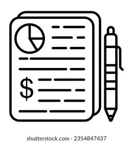 A linear design icon of financial report 