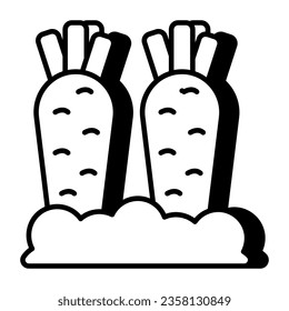 A linear design icon of growing carrots
