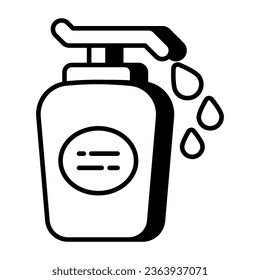 A linear design icon of hand sanitizer