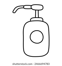 Un icono de diseño lineal del desinfectante de manos

