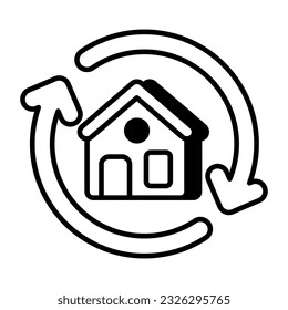 A linear design icon of home exchange