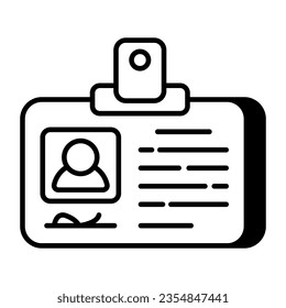 Un icono de diseño lineal de la tarjeta de identificación