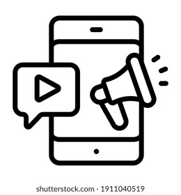 Linear design, icon of mobile video promotion