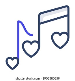 A linear design icon of music notes