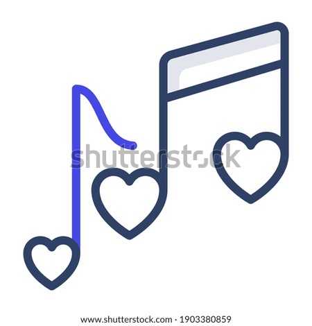 A linear design icon of music notes