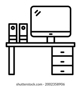 Un diseño lineal, icono de la tabla de oficina