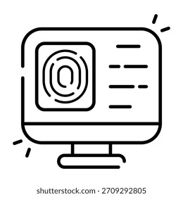 Icono de diseño lineal de huella digital en línea 