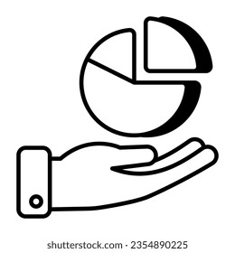 A linear design, icon of pie chart
