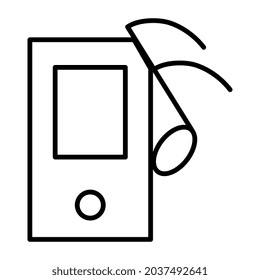 Un icono de diseño lineal del reproductor de música portátil