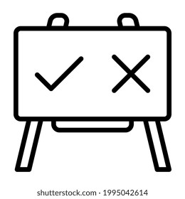Un icono de diseño lineal en el tablero de presentación