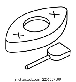 A linear design icon of rowing boat 