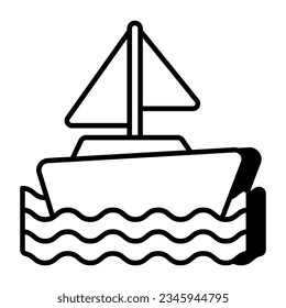 A linear design icon of rowing boat 
