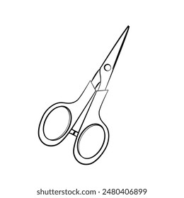 A linear design icon of scissors , Stainless Steel Barber Shears Line Art