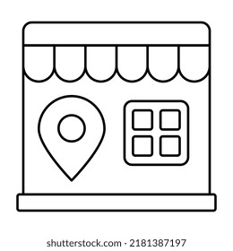 Un icono de diseño lineal en la ubicación de la tienda