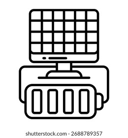 A linear design icon of solar battery