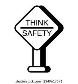 A linear design icon of think safety board