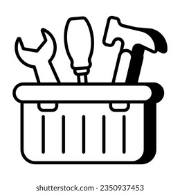 A linear design icon of toolkit