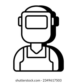 A linear design icon of welding helmet 