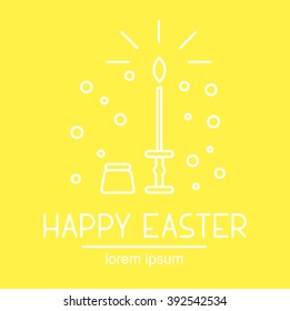 Linear design illustration of orthodox or catholicism Easter topic include candle and unleavened bread. Perfect icon for invitation for Eucharist or Lord's Supper, infographic or apps