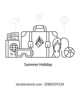 Una ilustración de diseño lineal de las vacaciones de verano 