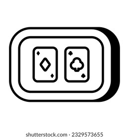 A linear design of mobile poker cards icon