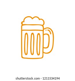 Linear design. Mug of cold foam beer