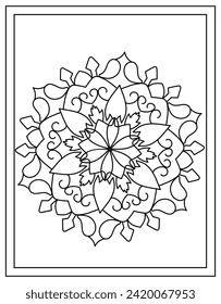 A linear design vector of mandala pattern flower 