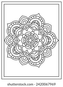 A linear design vector of mandala pattern flower 