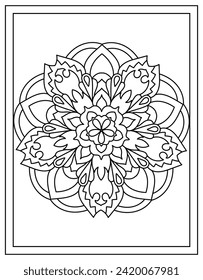 A linear design vector of mandala pattern flower 