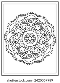 A linear design vector of mandala pattern flower 