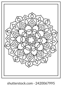 A linear design vector of mandala pattern flower 