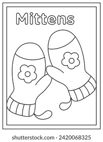 A linear design vector of mittens, hand covering accessory 