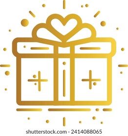 
Linear Design Vector of a Present Gift Box, Festive Holiday Wrapping in Elegant Style, Celebration Packaging with Surprise Element, Golden Gift Box Illustration