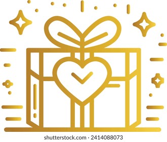 
Linear Design Vector of a Present Gift Box, Festive Holiday Wrapping in Elegant Style, Celebration Packaging with Surprise Element, Golden Gift Box Illustration