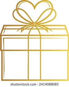 
Linear Design Vector of a Present Gift Box, Festive Holiday Wrapping in Elegant Style, Celebration Packaging with Surprise Element, Golden Gift Box Illustration