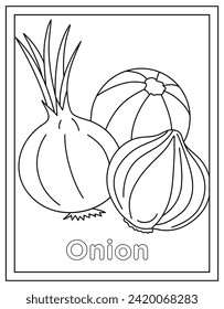 A linear design of Vegetable coloring page vector 