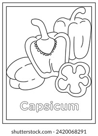 A linear design of Vegetable coloring page vector 